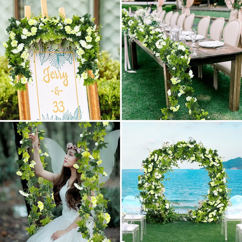 JUSTOYOU 2 Pack (15.8FT) Fake Rose Garland, Artificial Rose Vines Flowers Hanging Silk Rose Vine Wedding Home Backdrop Party Arch Arrangement Decoration - Image 4